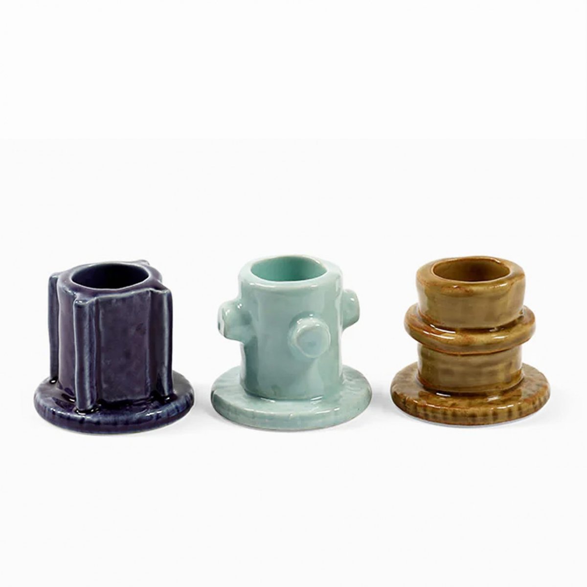 Lot de 3 bougeoirs en grès emaillé Molly 01 multicolore, SERAX