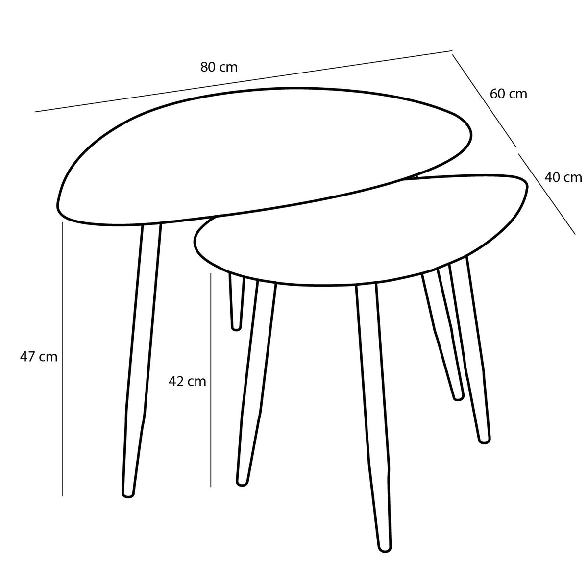 Lot de 2 tables d'appoint noir, MICA DECORATIONS