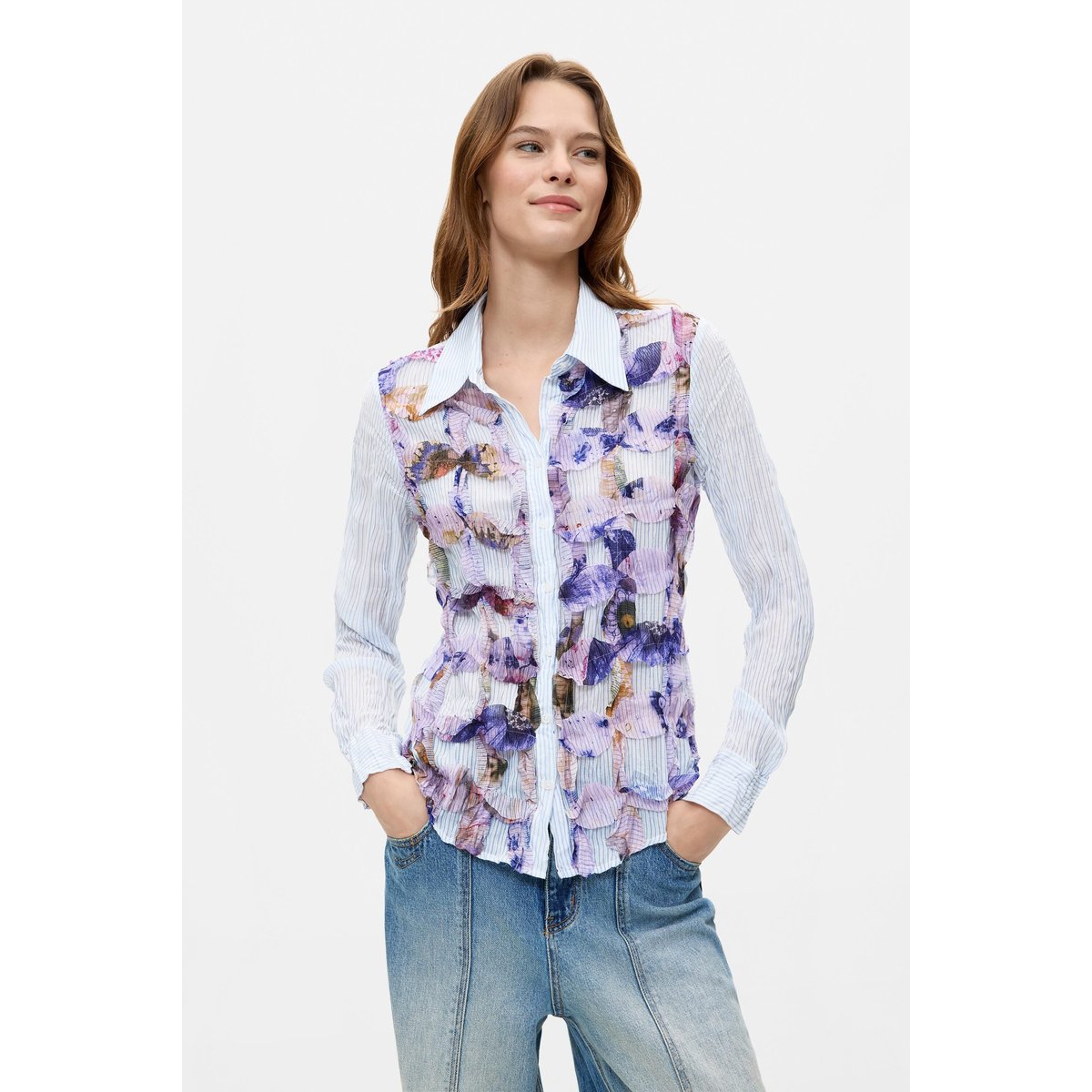 Chemise imprimée à manches longues bleu, DESIGUAL