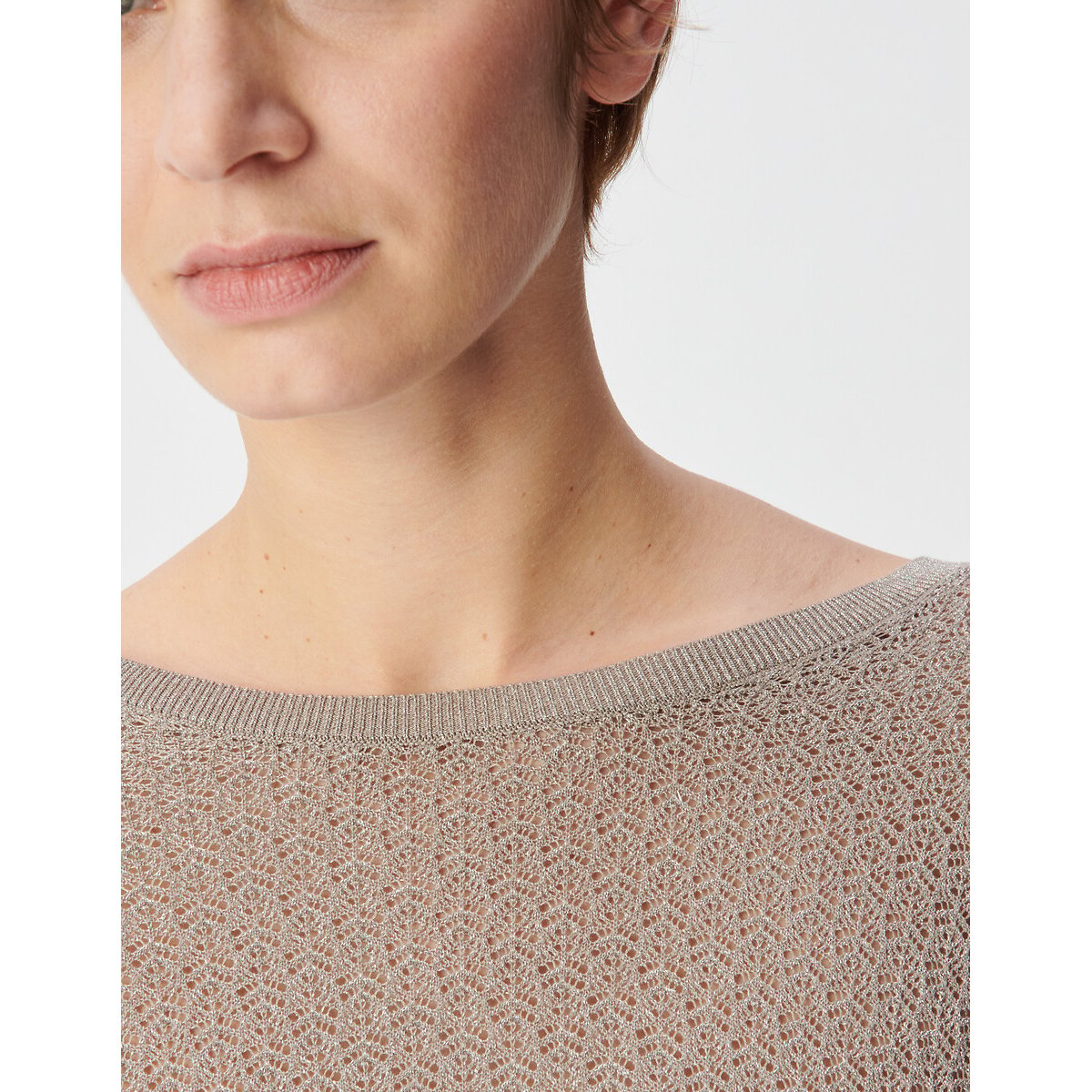 Maglia a maniche lunghe con scollo a V con filato metallizzato deserto, IKKS