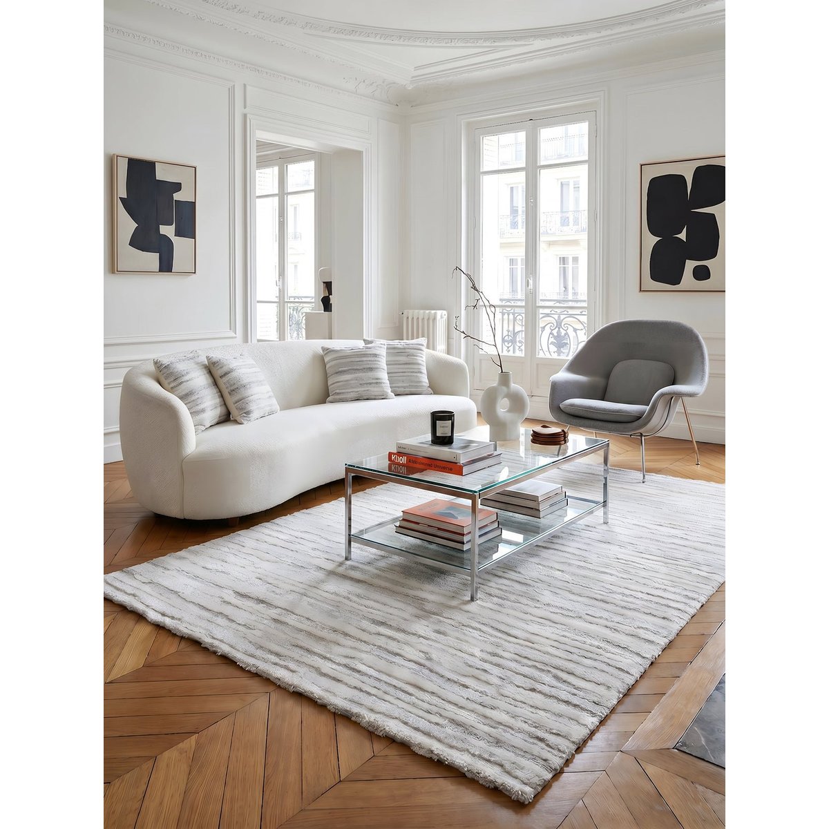 Tapis avec effet relief doux et confortable SNUG beige sable, AFK LIVING