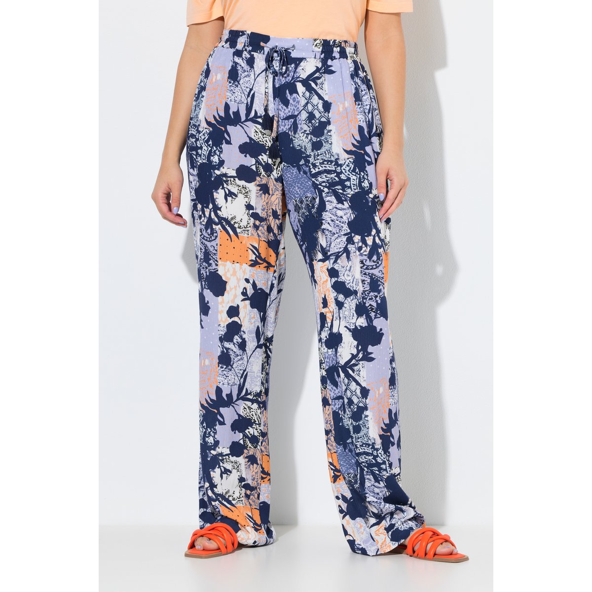 Pantalon Rose, imprimé à fleurs bleu encre, ULLA POPKEN