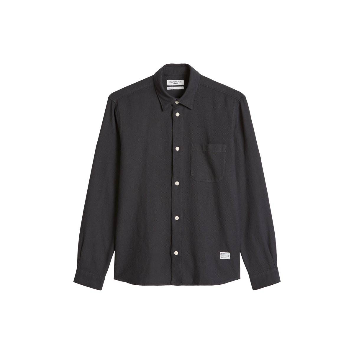 Chemise coupe classique en twill de coton bio doux noir, MARC O’POLO DENIM