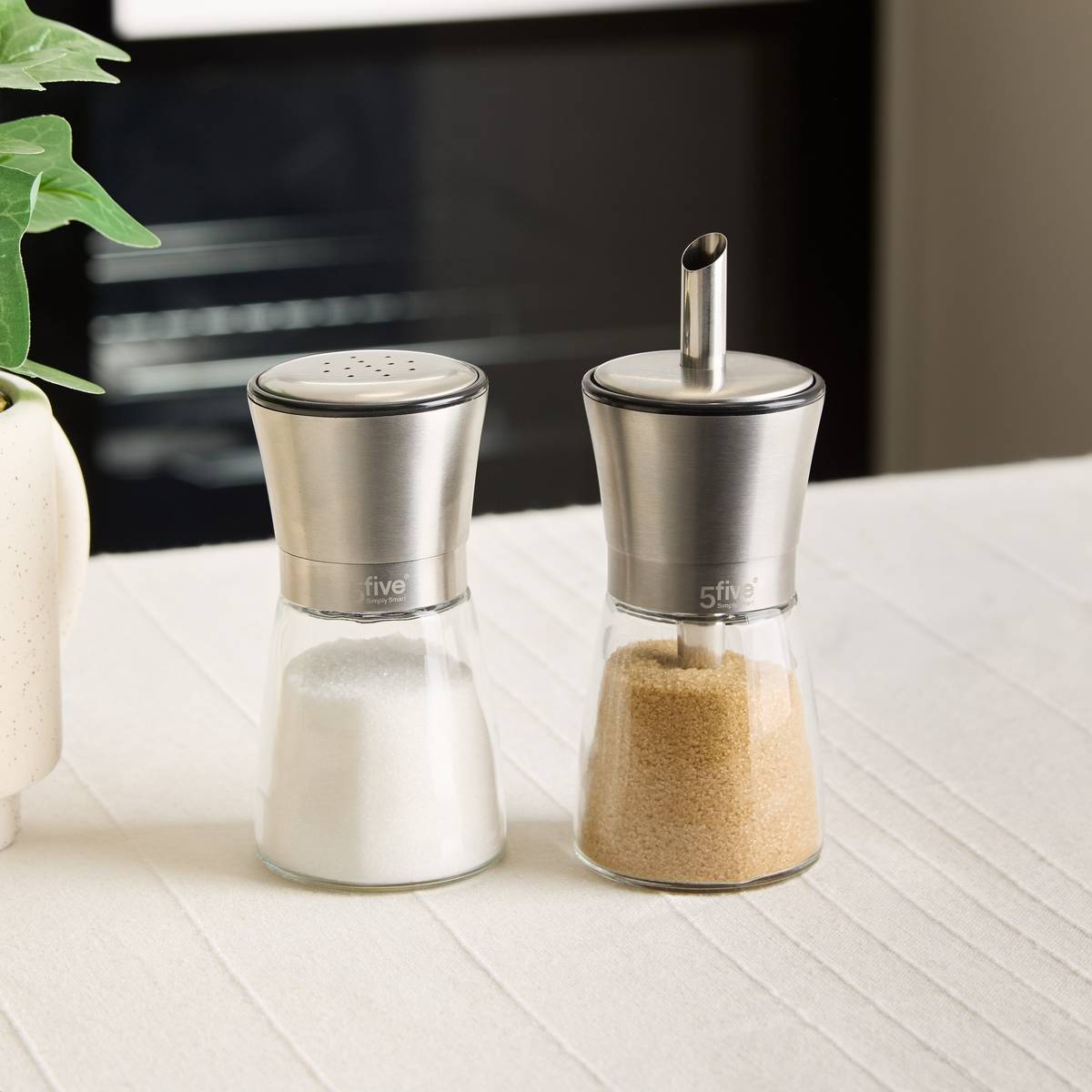 Distributeur sel/poivre rond en verre NIXO transparent, 5FIVE SIMPLY SMART