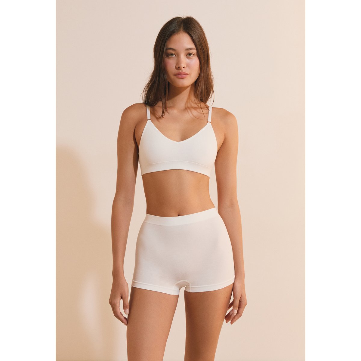Short boyleg sans coutures en coton biologique AMANDE ecru, ETAM