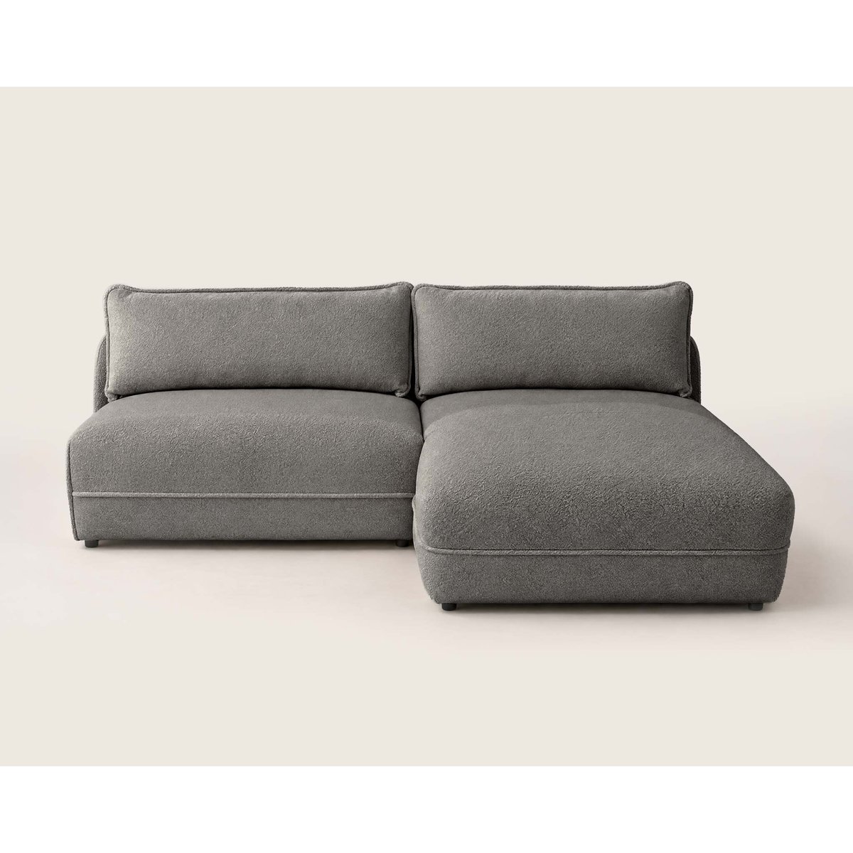 Canapé d'Angle droit en Tissu bouclette 4 places - LUCIEN gris, BEST MOBILIER