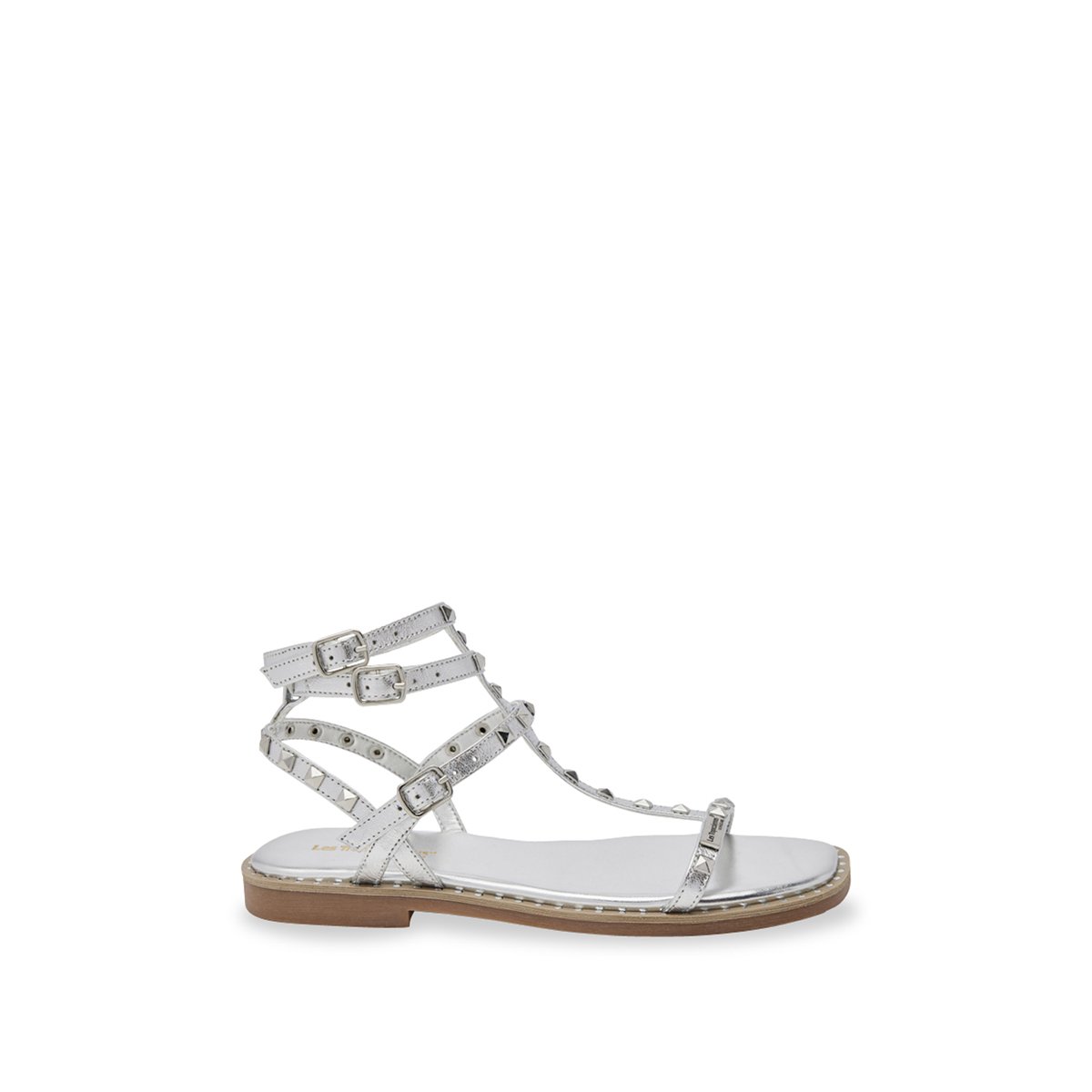 Sandales à brides en cuir CORALIE argent, LES TROPEZIENNES PAR M.BELARBI