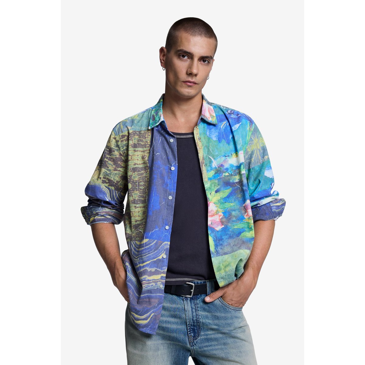 Chemise à imprimé cachemire vert, DESIGUAL