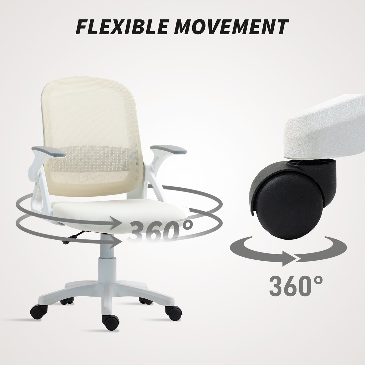 Chaise de bureau Maille Blanc blanc, HOMCOM
