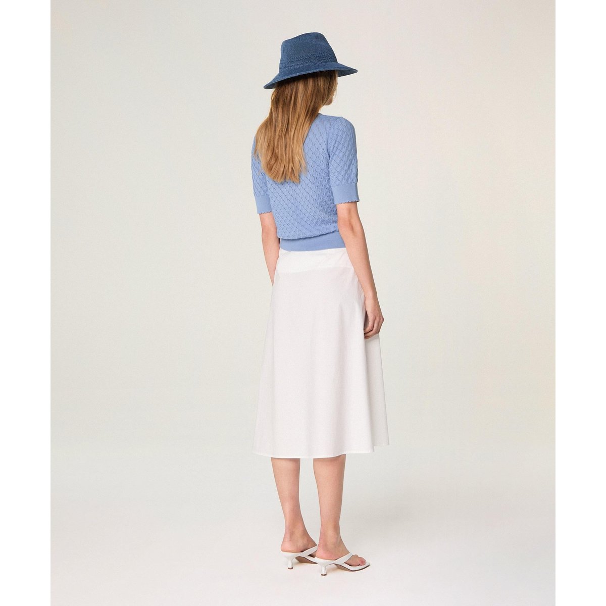Pull ajouré manches courtes bleu gris, RODIER