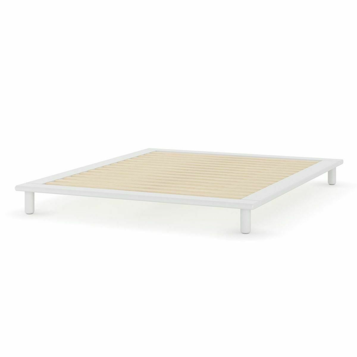Pack lit 2 places futon avec matelas Bois massif  PAOLO blanc, AKITEN RETAIL
