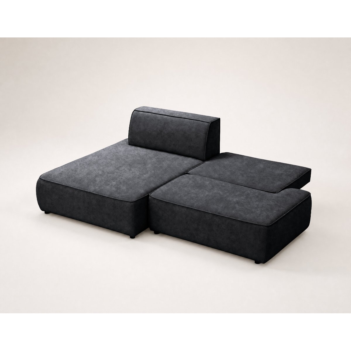 Canapé d'Angle Convertible en Velours 4 places - LISETTE noir, BEST MOBILIER