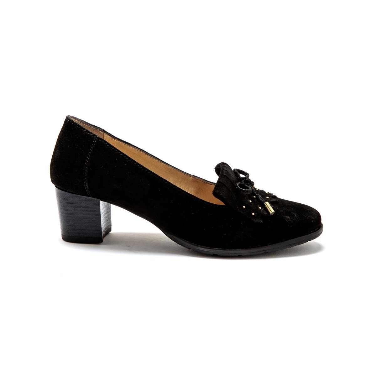 Trotteurs en cuir franges et clous noir, PEDICONFORT