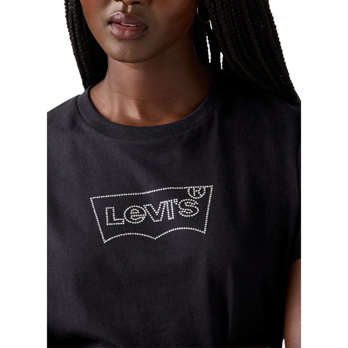 T-shirt en coton noir à coupe ajustée pourvu de manches courtes noir, LEVI'S