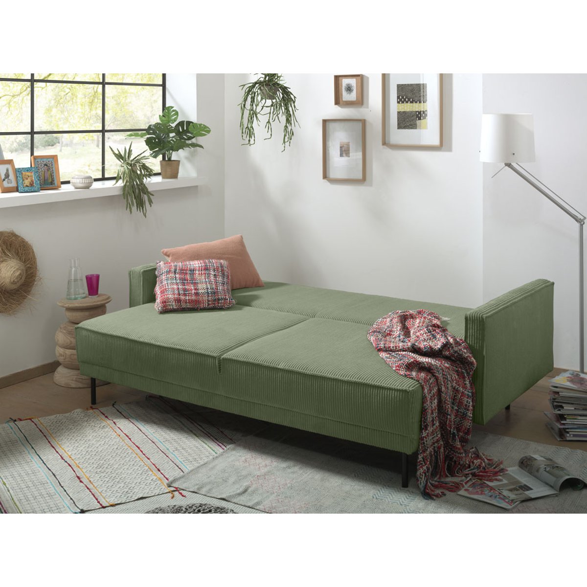 Canapé Convertible 3 places - CHARLIE vert sauge, BEST MOBILIER