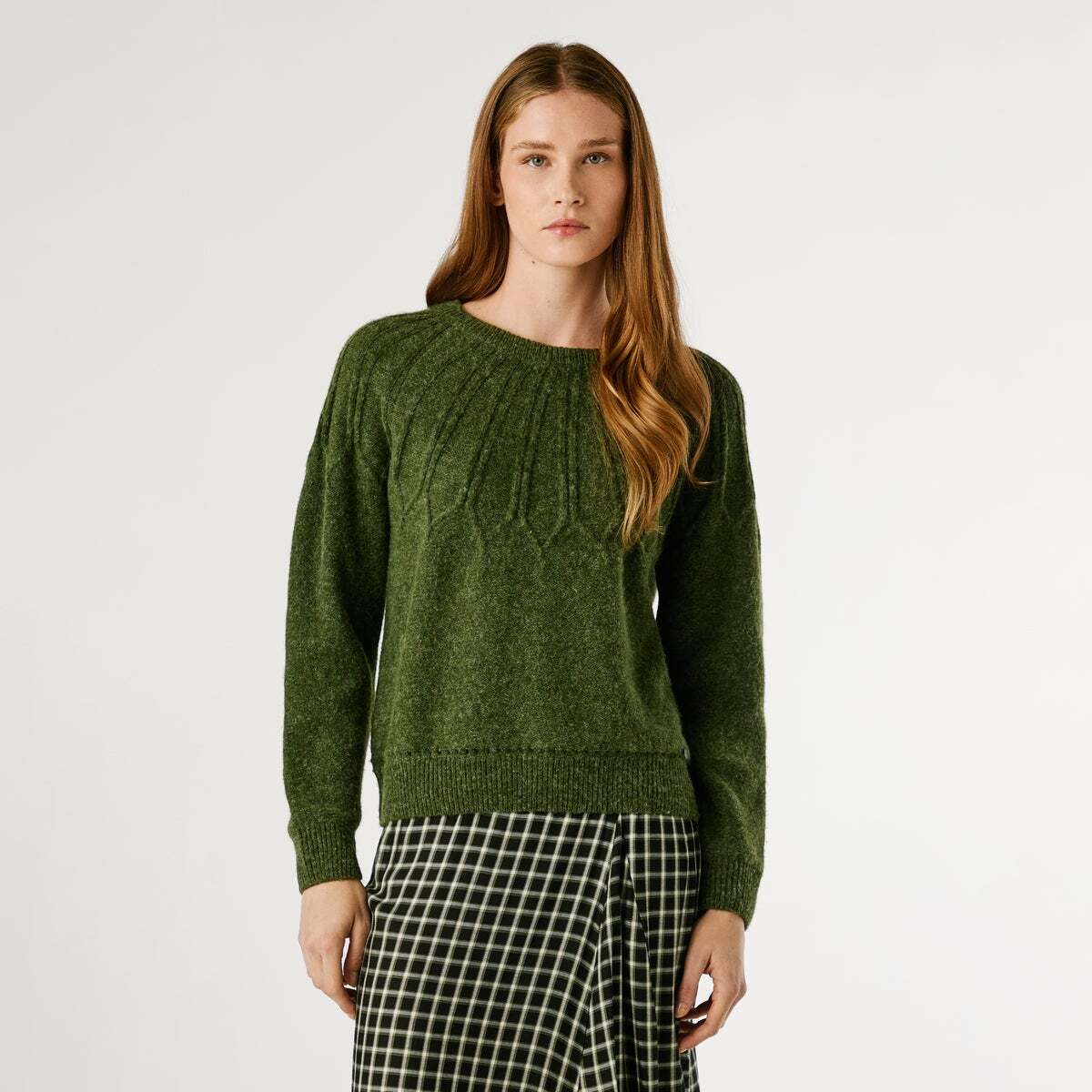 Pull Col Rond En Maille vert kaki, PEPE JEANS