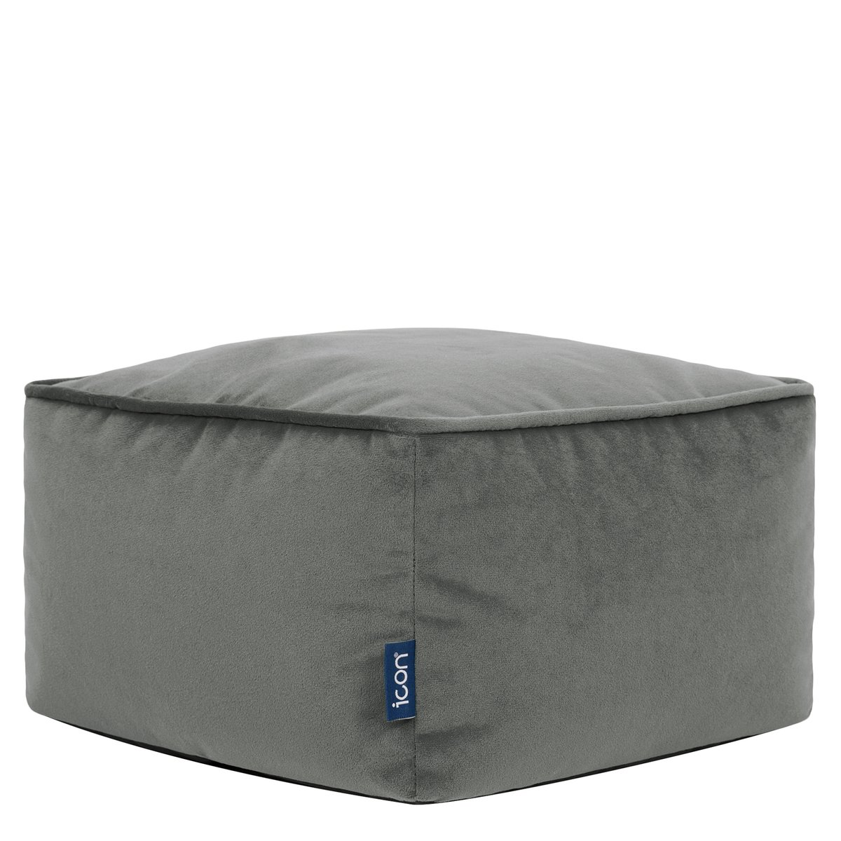 Pouf fauteuil coquillage et son repose-pied carré en velours mat Oeko-Tex® - SIRENA gris anthracite, ICON