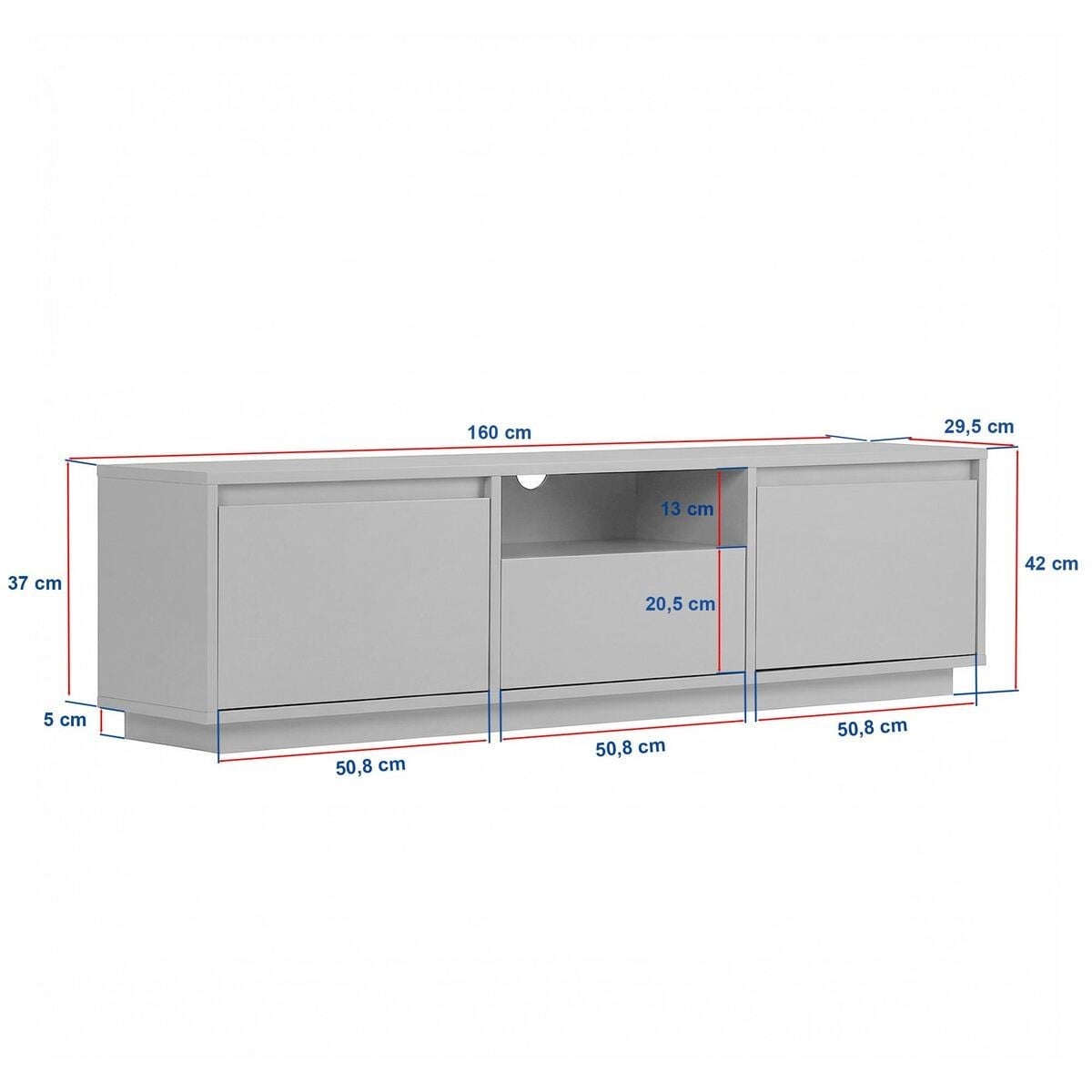 Meuble TV 3 abattants 1 niche - LUME blanc/ pin atlantique, CALICOSY