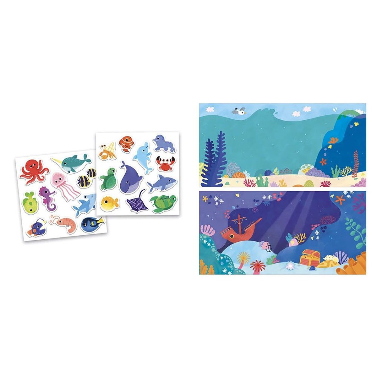 Pochette de stickers gommettes repositionnables La mer couleur unique, JANOD