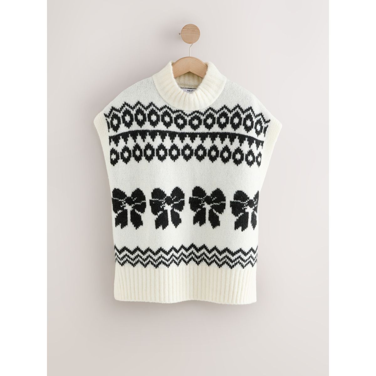 Débardeur en maille motif fairisle avec nœud noir et blanc, NEXT