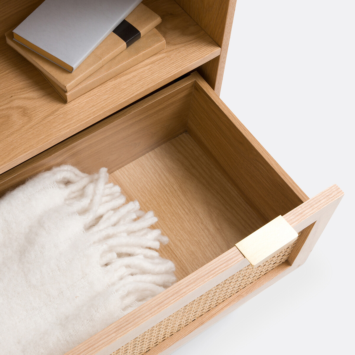 Loris Oak Veneer & Rattan Bookcase natural, LA REDOUTE INTERIEURS