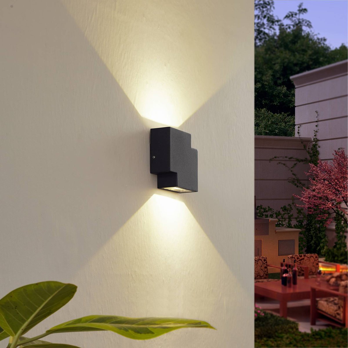 Applique extérieure en aluminium moderneLED noir, LINDBY
