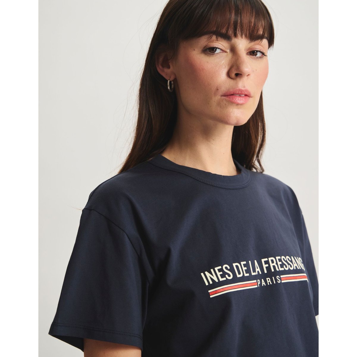 T-shirt Maxence en coton avec logo bleu, INES DE LA FRESSANGE PARIS