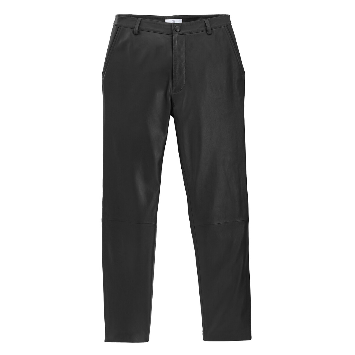 Leather Straight Trousers, Length 26.5" black, LA REDOUTE COLLECTIONS