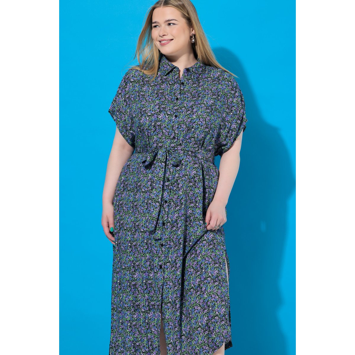 Robe chemisier, longueur maxi bleu ciel, STUDIO UNTOLD