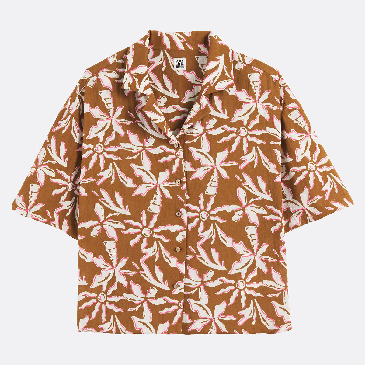Chemise manches courtes imprimé floral imprimé camel, LA REDOUTE COLLECTIONS