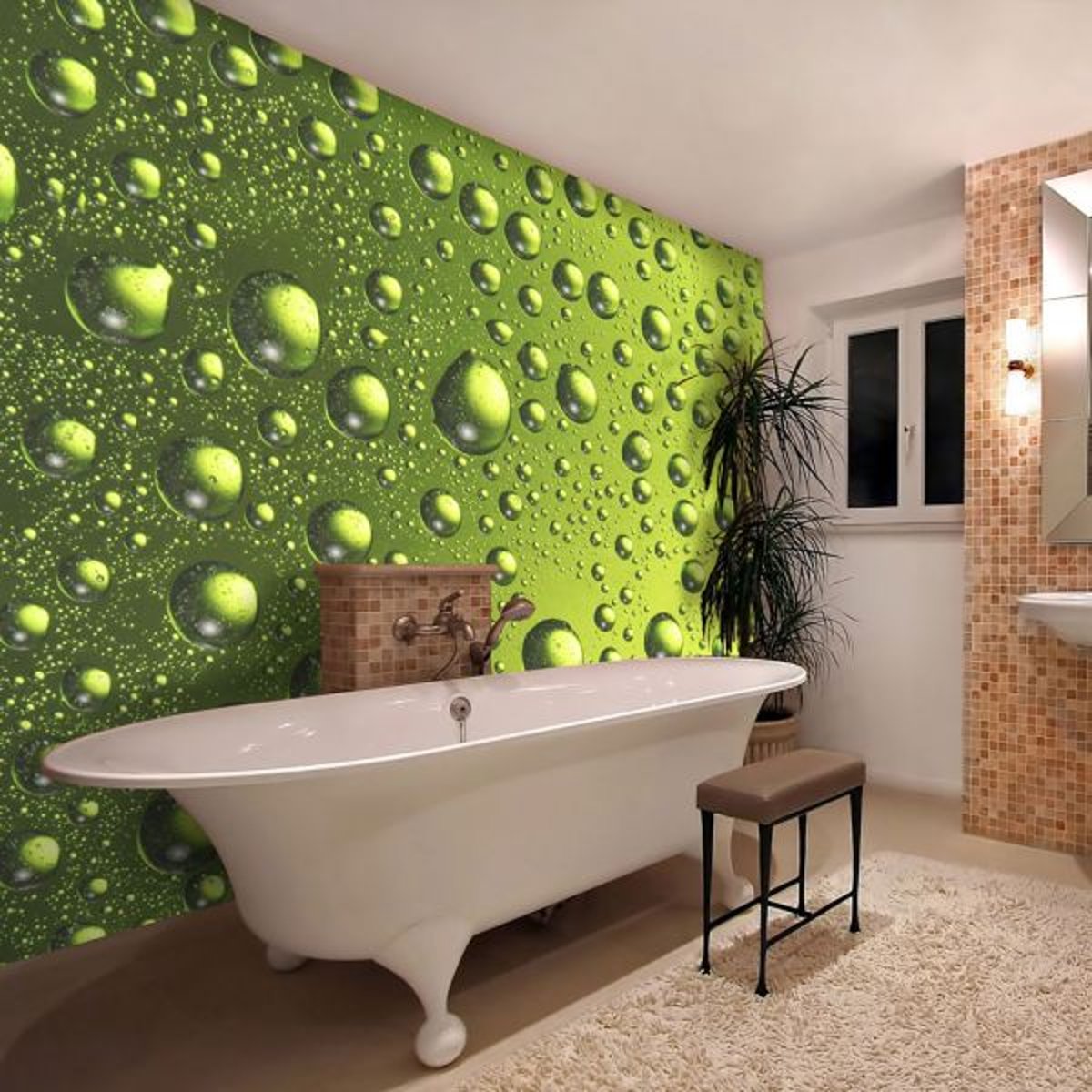 Papier peint intissé panoramique Gouttes d'eau sur la bouteille de bière vert, EDEN