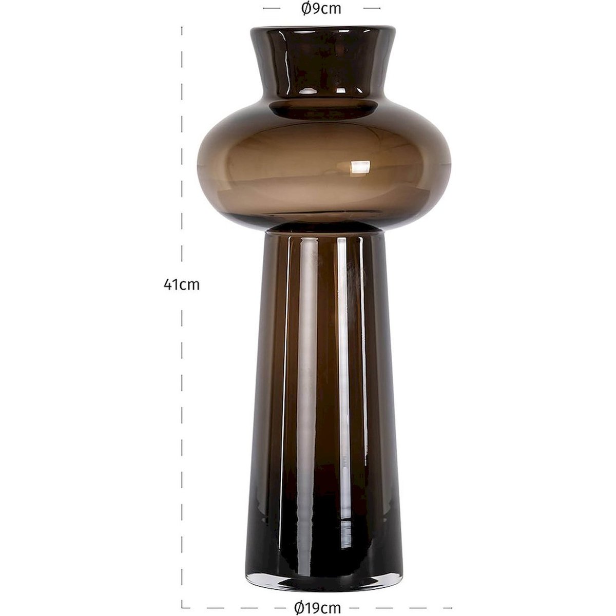 Vase décoratif rond en verre verre marron fumé élégant, RECOLLECTION