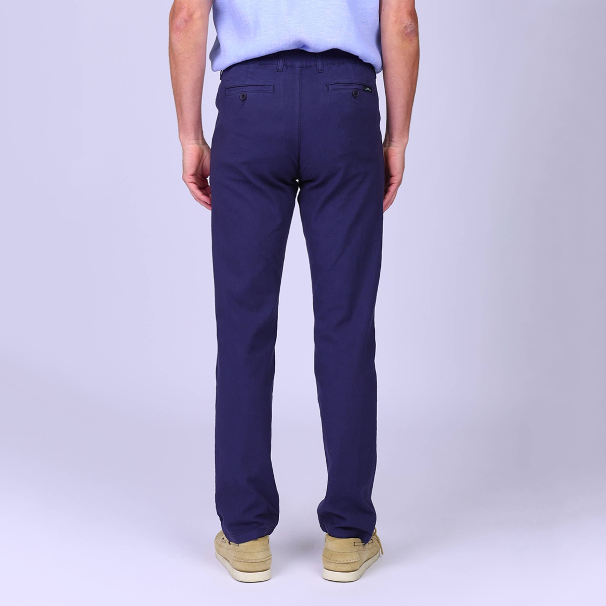 Chino coton et lin bleu marine, MISE AU GREEN