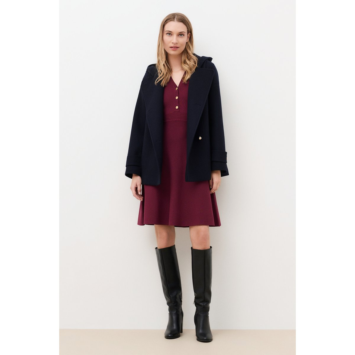 Manteau droit casual GCORTO bleu marine, CAROLL