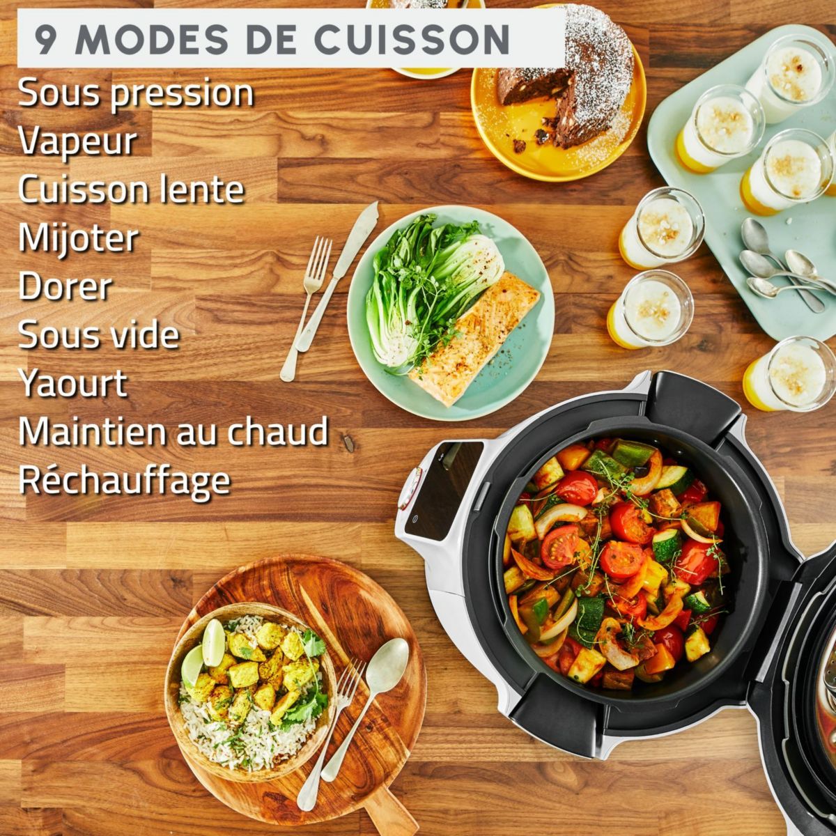 Cookeo YY5855FB WIFI 9-EN-1, 6 L, 9 modes de cuisson, 150 recettes + Extra crisp couleur unique, MOULINEX