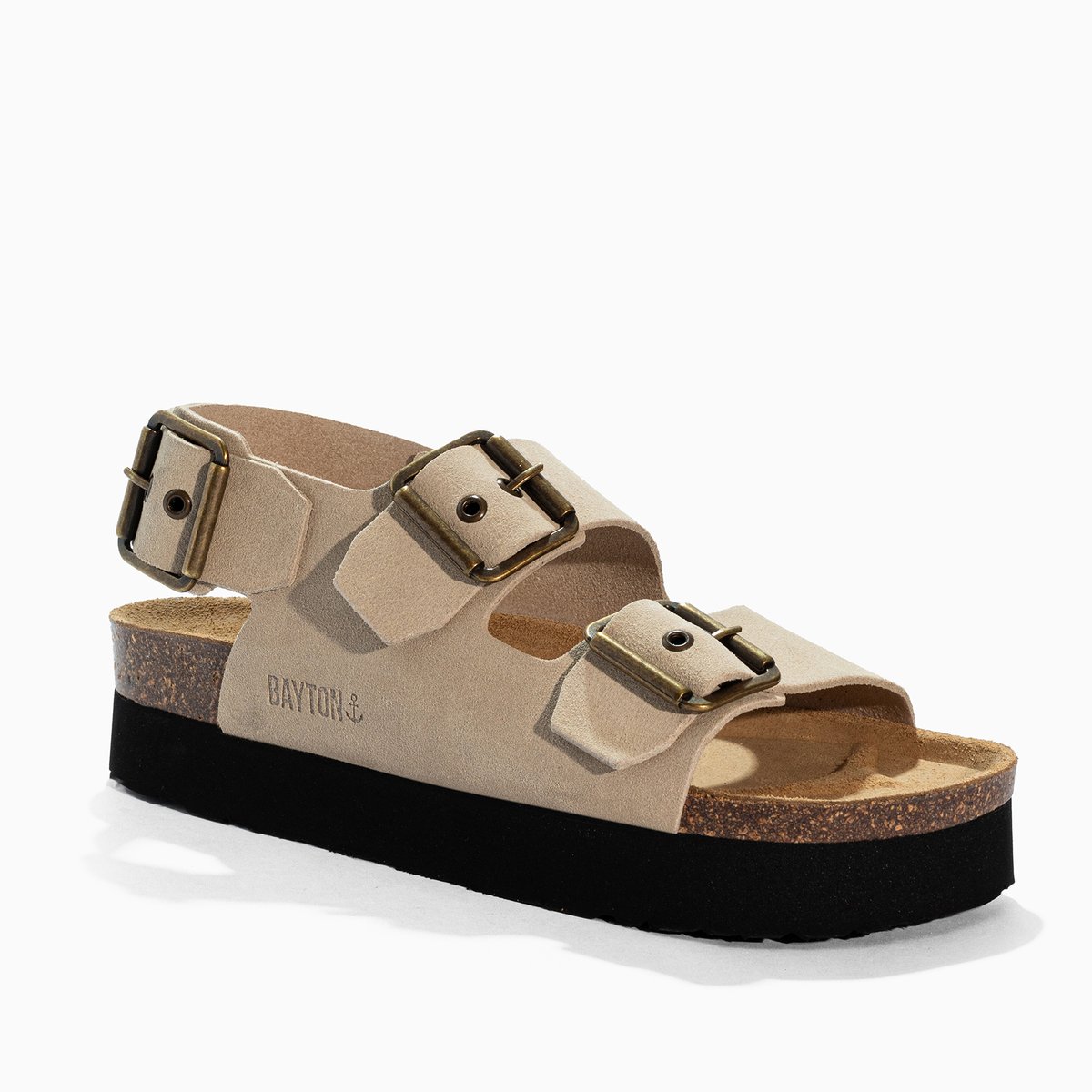 Sandales en cuir suédé ROSA beige, BAYTON