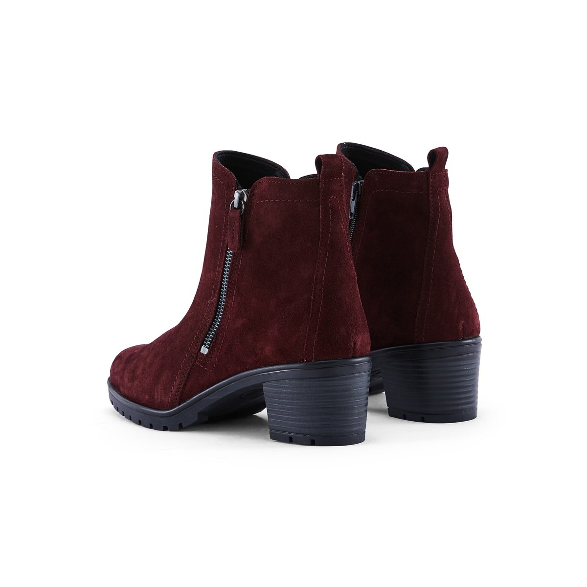 Boots dessuis cuir velours très larges bordeaux, PEDICONFORT