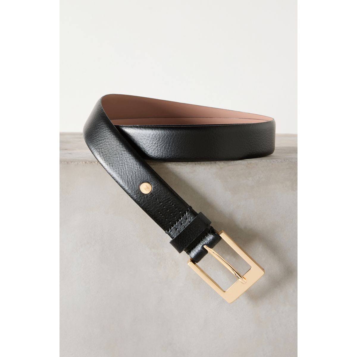 Ceinture cuir italie n. premium noir/doré, NEXT