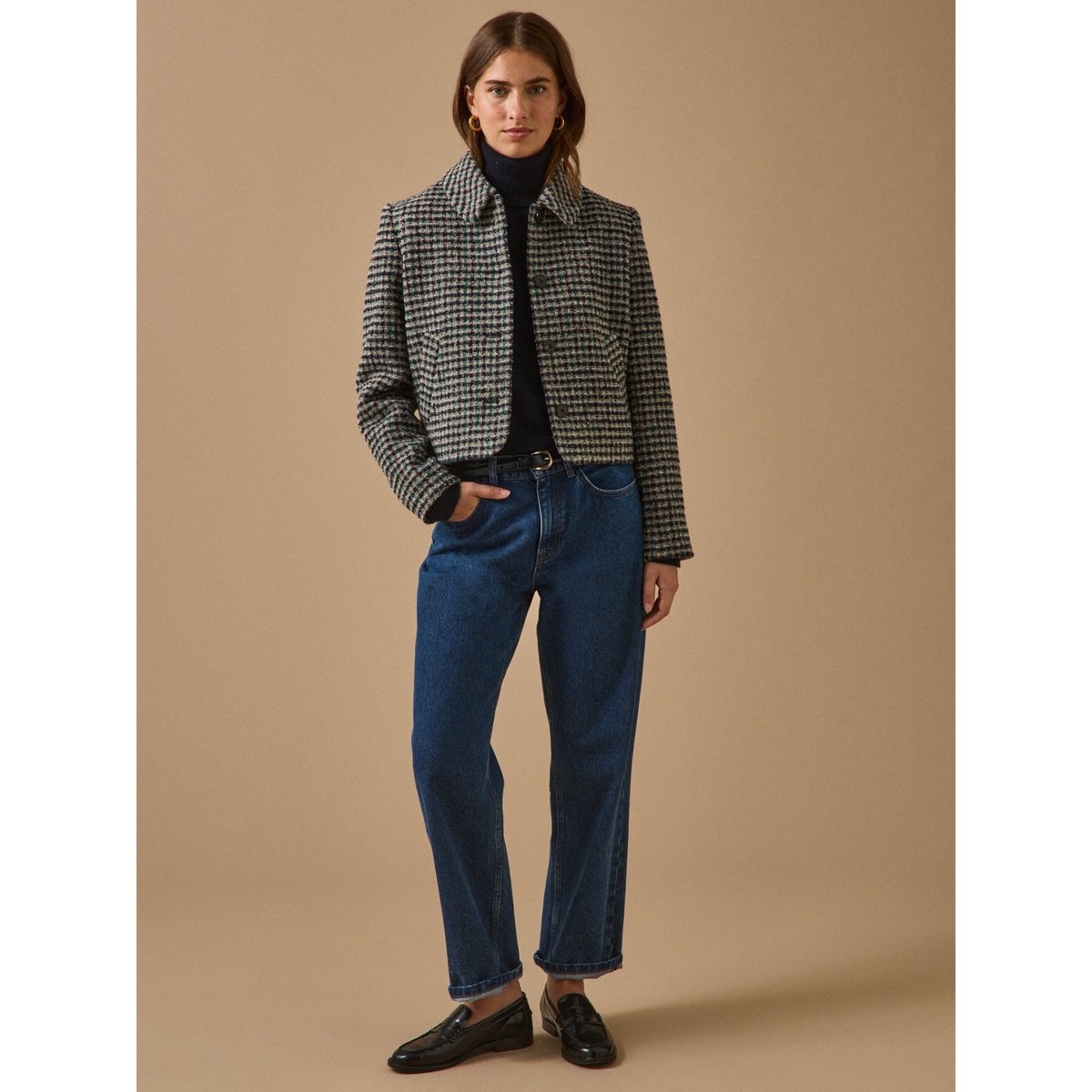 Veste tweed carreaux carreaux marine/vert, CYRILLUS