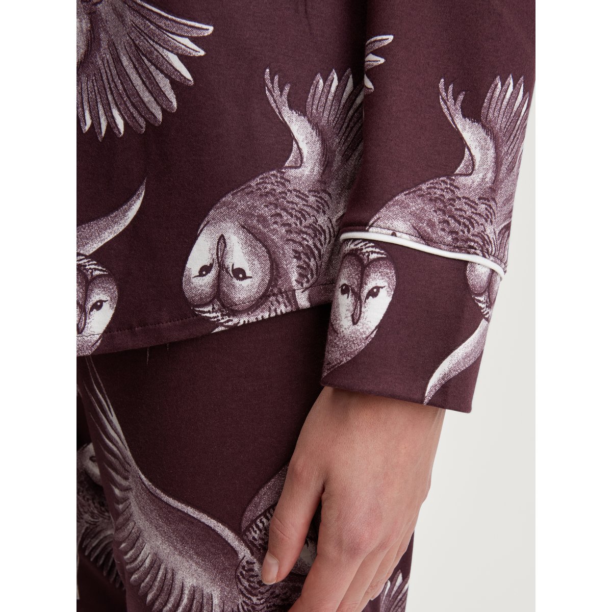 Pyjama boutonné de part en part en modal TENCEL™ et soie manches longues Modal MOONLIGHT DREAMS rouge, CALIDA