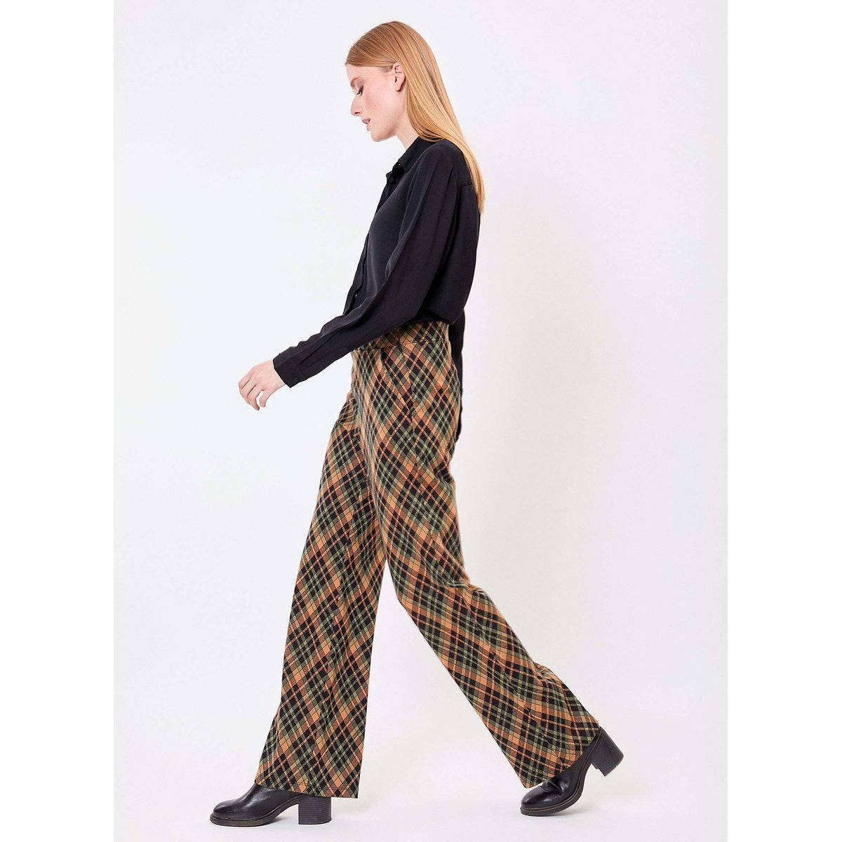 Pantalon ample maille jacquard bio PALMERO marron, PRINCESSE NOMADE