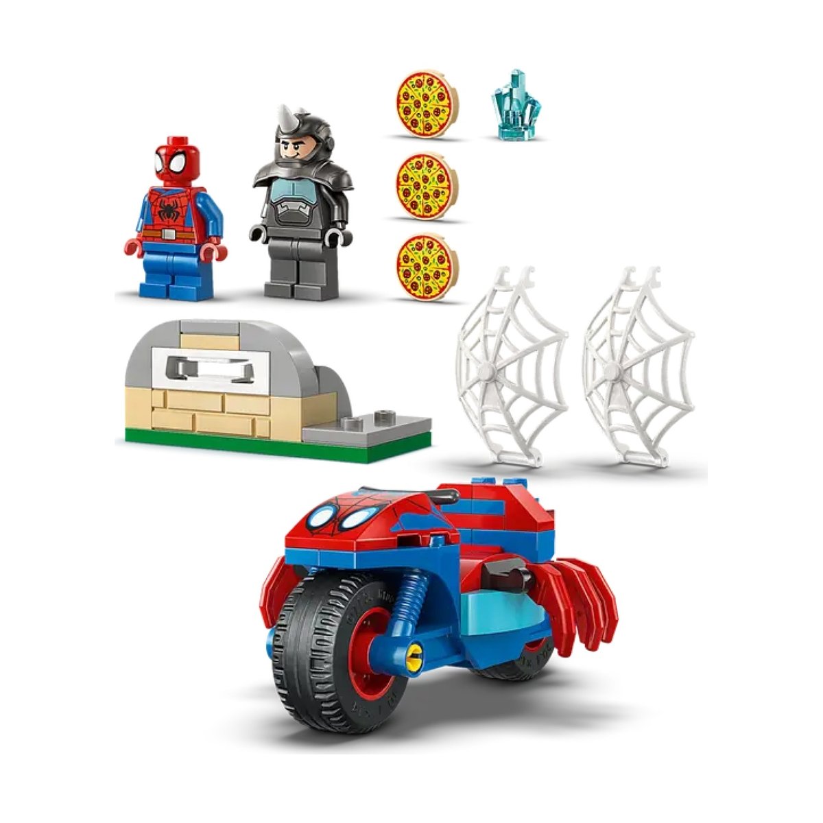 Spidey sur sa moto contre Rhino multicolore, LEGO