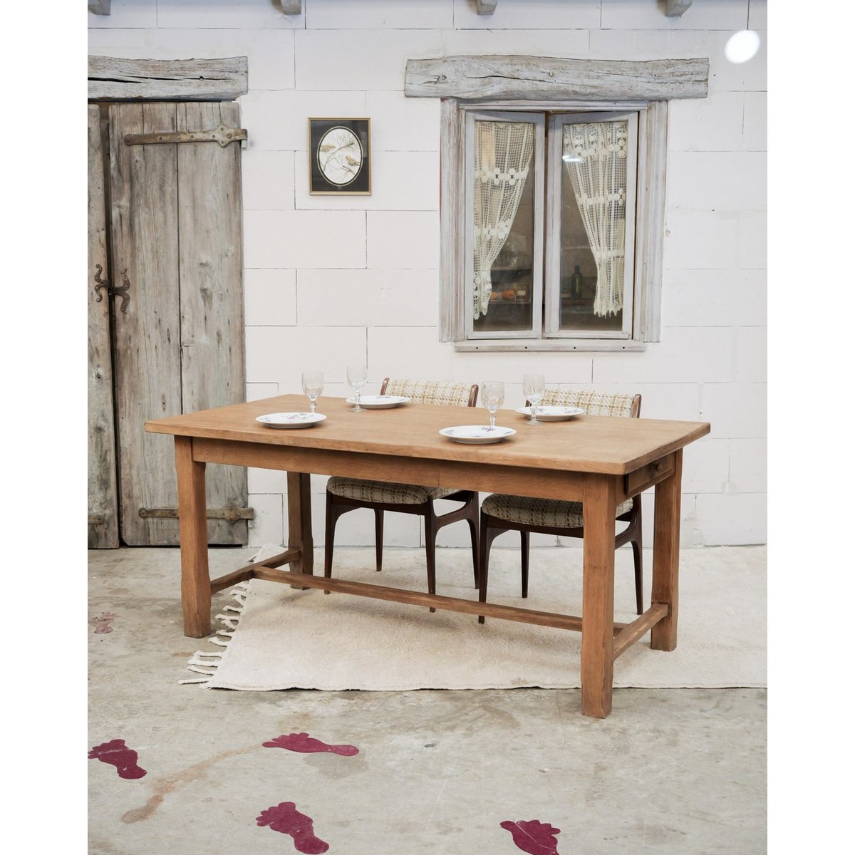 Table à manger rectangulaire en bois Romy N°1543 - Bon état bois clair, DEBONGOUT