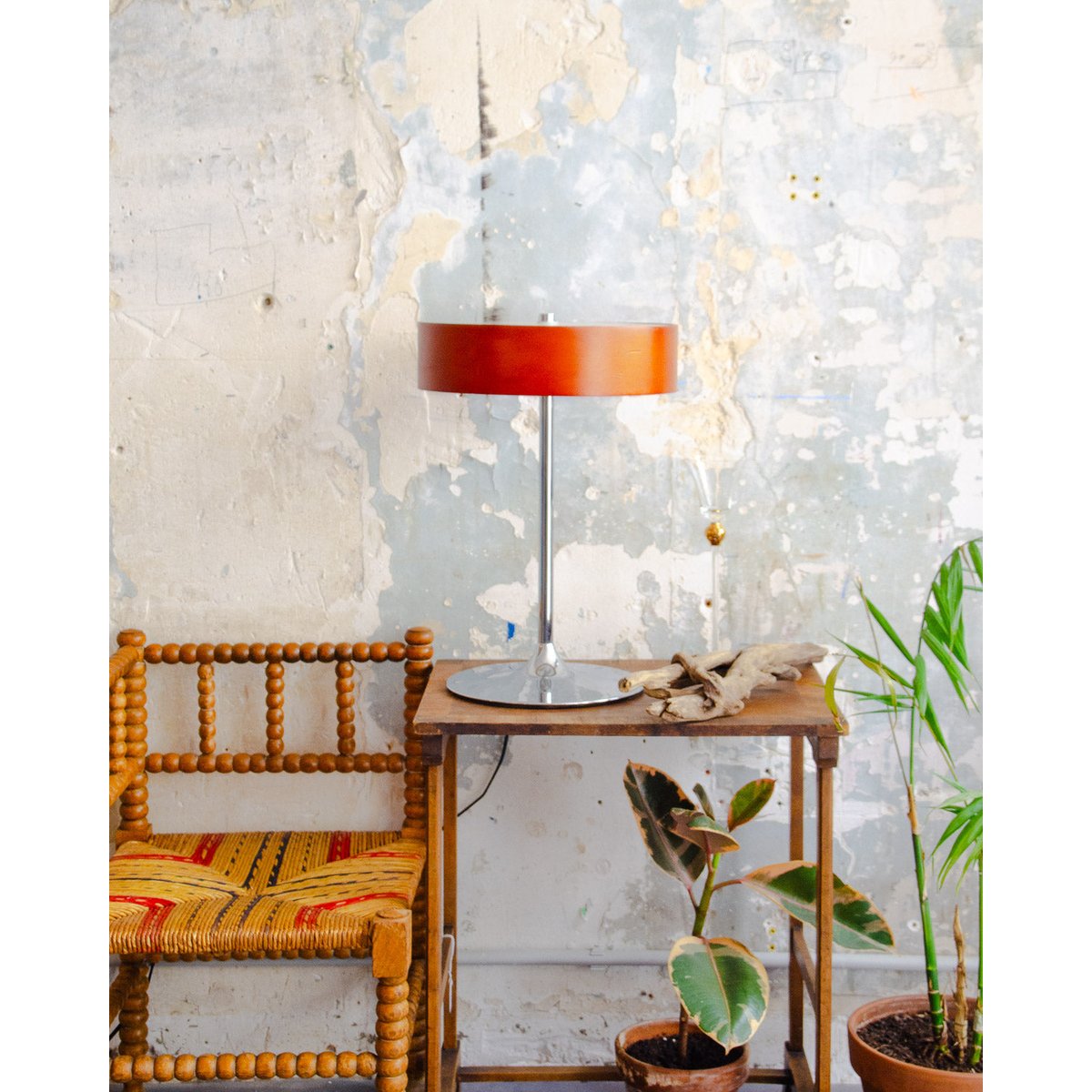 Lampe circulaire en bois Julia N°901 - Bon état bois foncé, DEBONGOUT