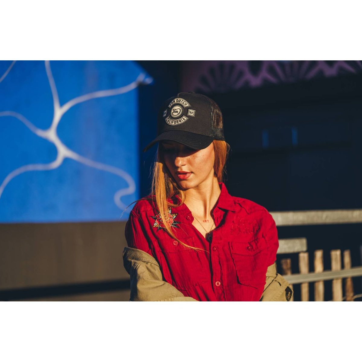 Casquette Trucker avec filet Biker noir, VON DUTCH