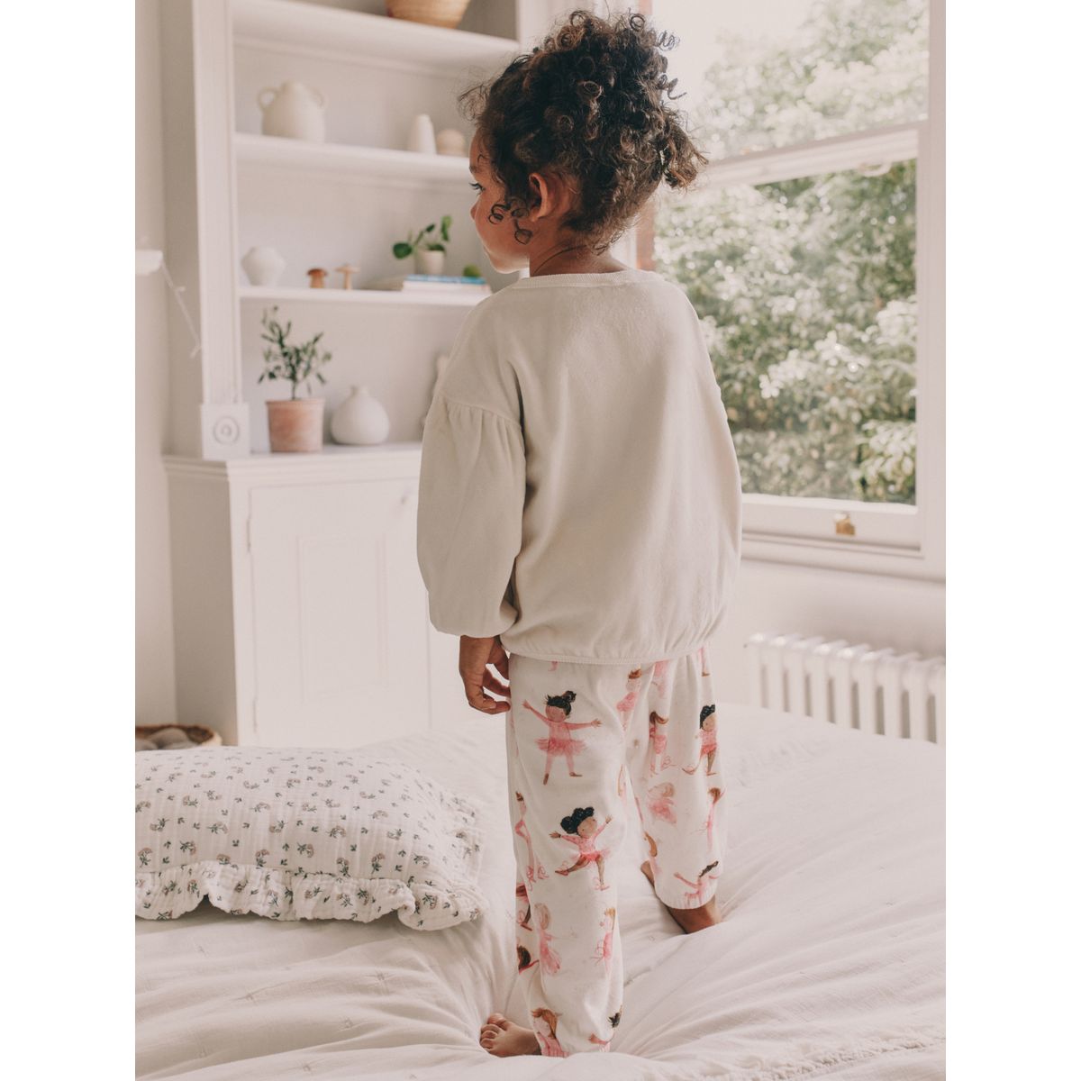 Pyjamas en polaire confortable ballerine écrue/rose, NEXT