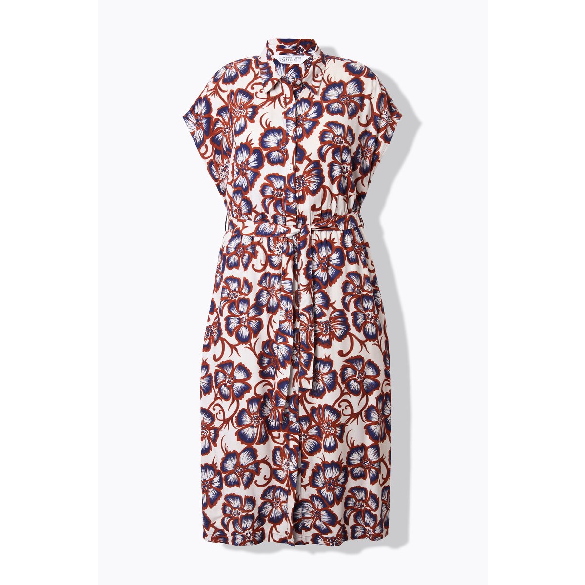 Robe oversize longueur maxi, motif à fleurs gris beige, STUDIO UNTOLD