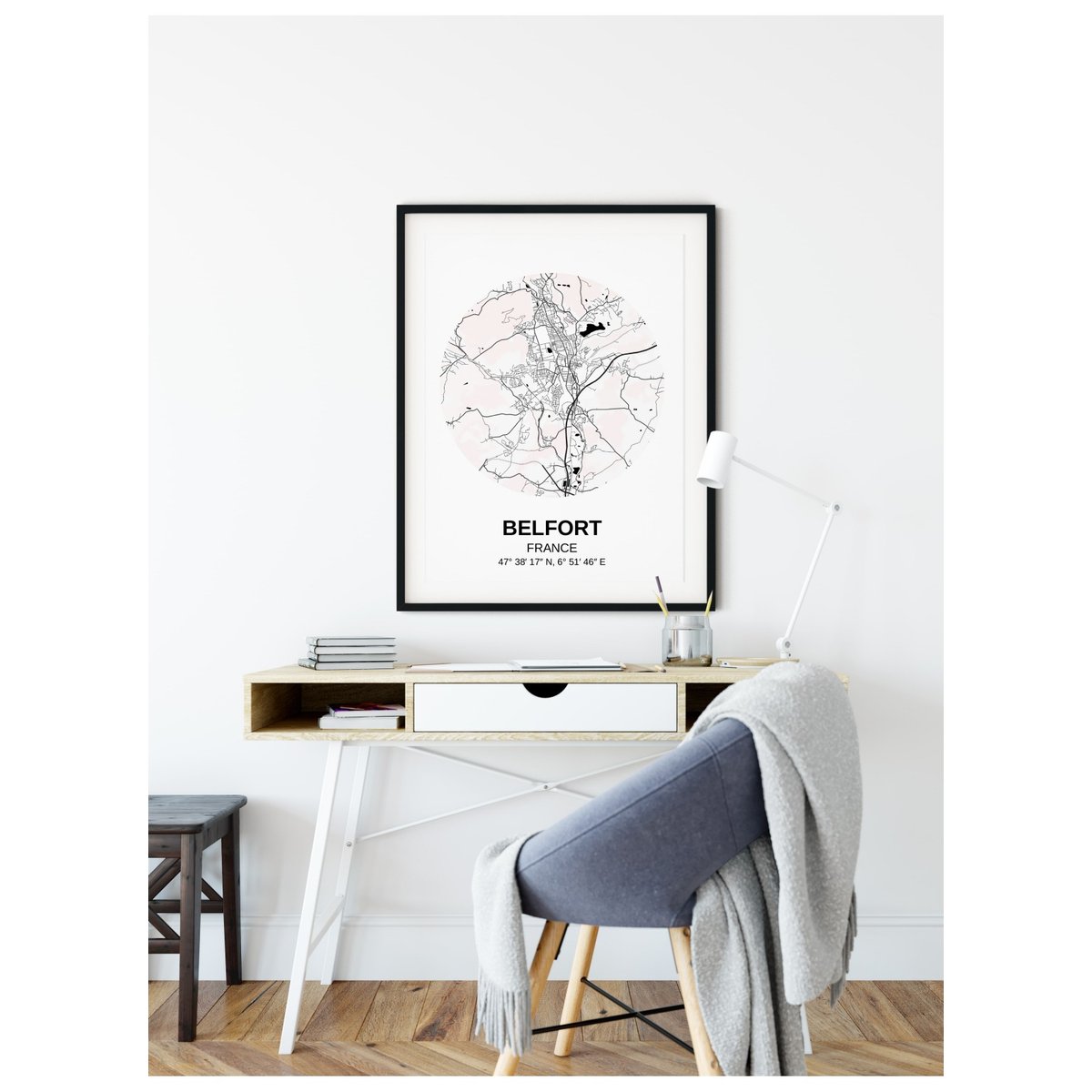 Affiche Carte Belfort blanc, L'AFFICHERIE
