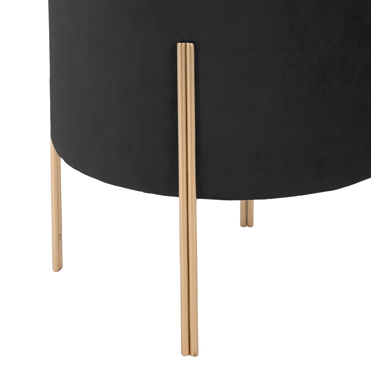 Tabouret en velours piètement doré LIVING noir, ATMOSPHERA