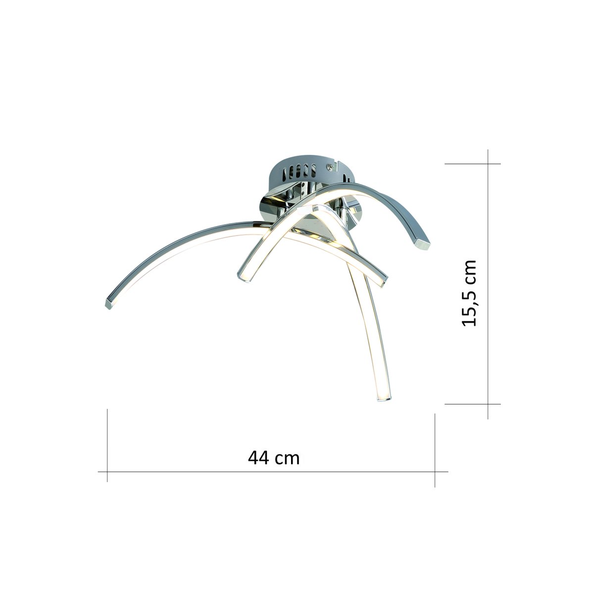Plafonnier LED 3 bras chromés - OVA argenté / chromé, KOSILUM